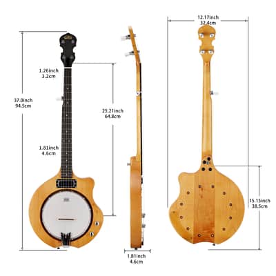 Gosila Electric 5-String Banjo – 648mm Scale, Maple Body & Neck, Purple Heart Fingerboard, HH Ceramic Pickup – Natural Low Gloss Finish, Right-Handed, Stage-Ready Performance image 5