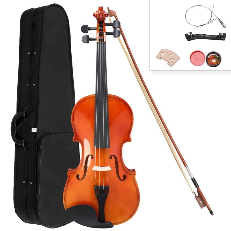 1/8 Size Basswood Natural Acoustic Violin Fiddle with Case Bow Rosin Set