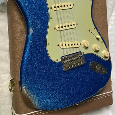 NEW ! Fender Custom Shop Limited Edition 1960's DUALMAG II Stratocaster - Journeyman Relic - Aged Blue Sparkle Finish - AAA Rosewood Board - Authorized Dealer - 7.9lbs - G07110 image 8