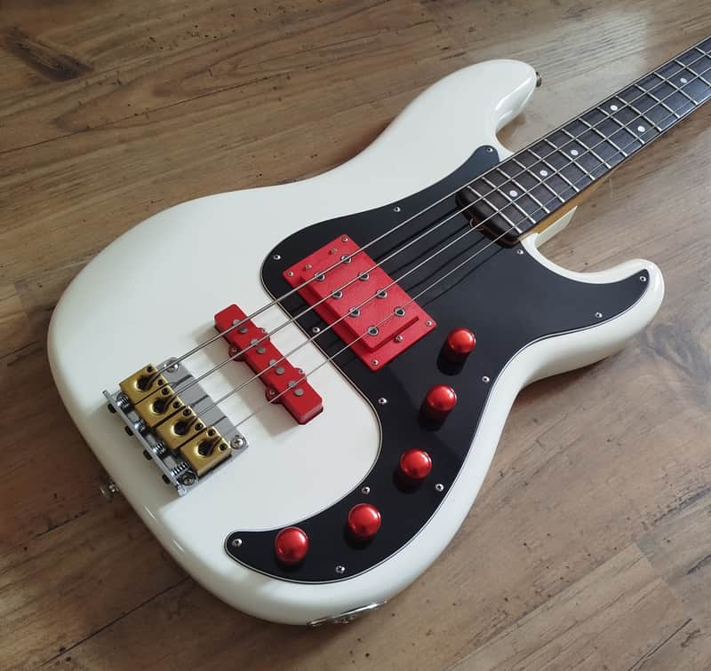 Fender Precision Bass body, BaCH neck customised by OX BIRD- White, Walbucker pickup, Wal2 preamp image 1