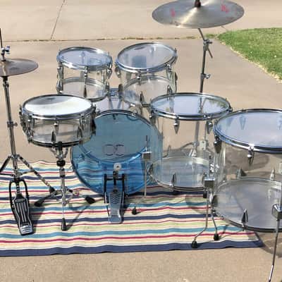 7 piece Vintage Zickos Clear Acrylic Drum Set  w/ matching Snare image 1