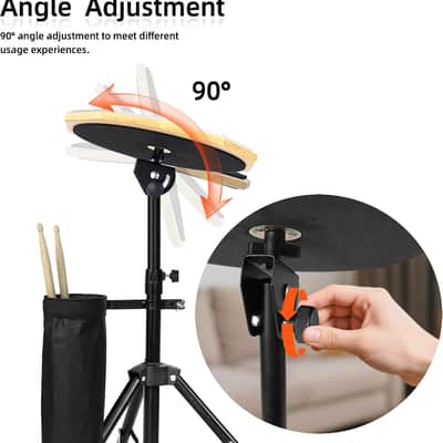 12" Double-Sided Practice Drum Pad Kit with Stand, Drumsticks & Carry Bag – Silent Snare Practice Pad for Beginners image 7
