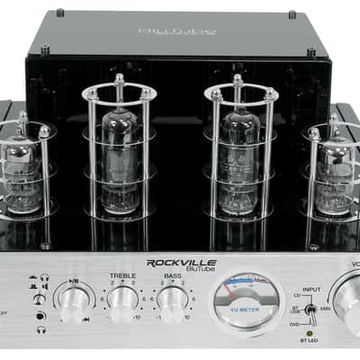 Rockville BluTube Tube Amplifier+(2) 5.25" White Bookshelf Speakers+28" Stands + Rockville BLUE 14G50 OFC 14 Gauge 50 Foot 100% Copper Speaker Wire image 5