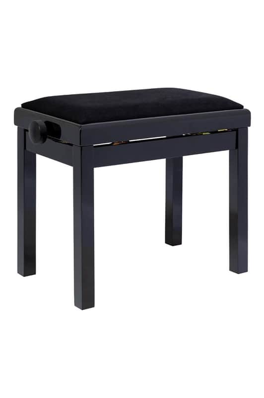 Stagg PBF06 Piano Bench Gloss Black w/ Back Veltet Cushion image 1
