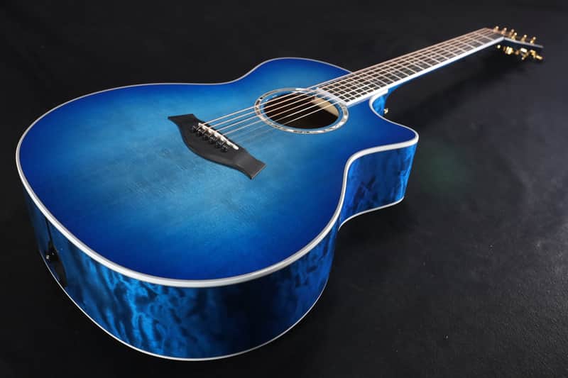 Taylor Custom Shop Grand Auditorium Spruce Top Quilt AAA Maple Back & Sides with Hardcase Transparent Blue 092 image 1