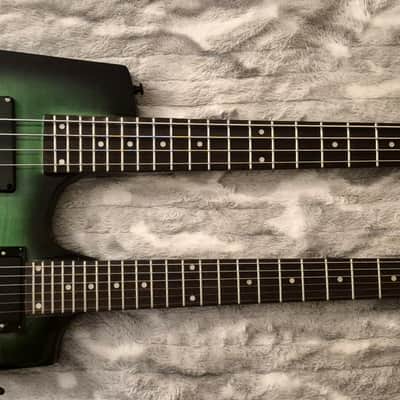 Overlord of Music Double Neck Headless Bass and Electric Guitar - 2020s - Green Burst image 7