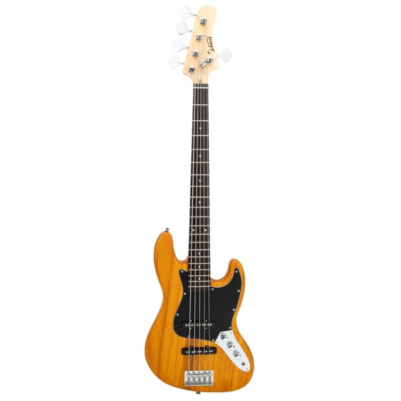 Glarry GJazz Electric 5 String Bass Guitar Full Size - Yellow image 1