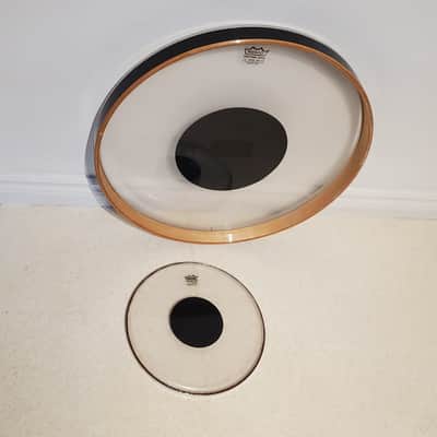 Vtg 2PC Remo Black Dot Drum Heads 22" & 12" Ultra Clean - Save $ image 3
