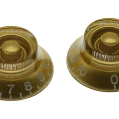 2pcs USA(Imperial) LP Guitar Bell Knobs 24 Fine Splines Top Hat Knobs for USA Les Paul with CTS Pots Gold image 1