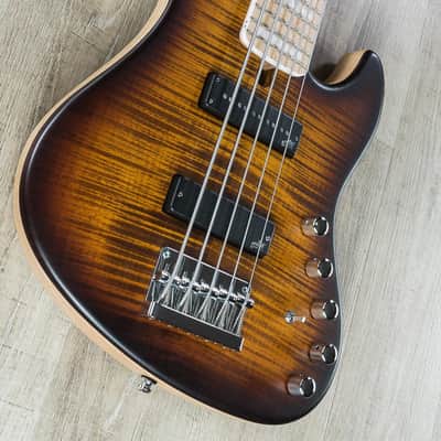 Mayones Jabba Custom 5 5-String Bass, Amber Burst, Birdseye Maple Fretboard image 2