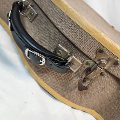 Vintage Lightweight Classical Guitar Case, Circa 1960s, Burlap Exterior, Red Interior image 6
