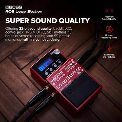 Boss RC-5 Loop Station | Advanced Looping Features in a Compact Pedal | 32-Bit AD/DA and 32-bit Floating-Point Processing | 13 Hours Record Time | Multi-Color LCD | MIDI/IO & USB Connectivity image 4