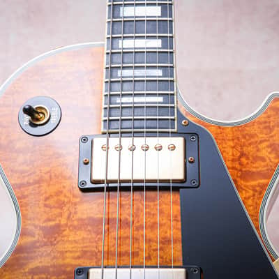 GIBSON USA Custom Shop Les Paul Custom 3A Quilt Top "Trans Amber + Ebony" (2017) image 5