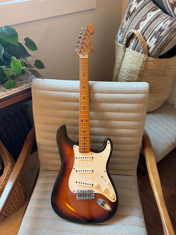 Fender custom shop 1957 stratocaster - 1990 sunburst john page era chunky neck image 1