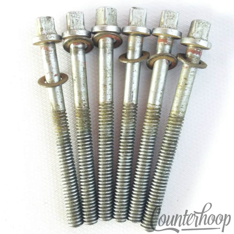 Slingerland 6x 2 3/8" T-Rods 40s Radio King Snare Drum Tensioner Tom Nickel USA image 1