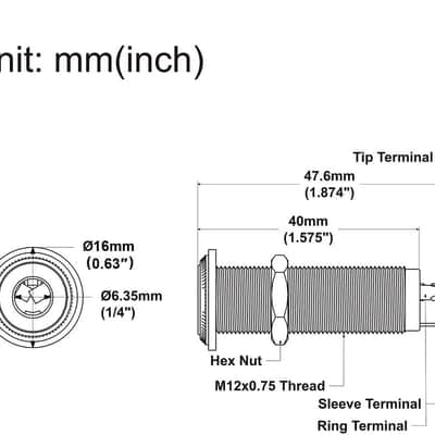 1/4" Metal Mono Guitar Bass Barrel Output Jack Input Plug Sockets for Electric Guitar, Black image 2