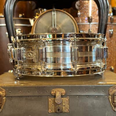 VINTAGE 1960's Rogers 5x14 Chrome over Brass Dynasonic image 4