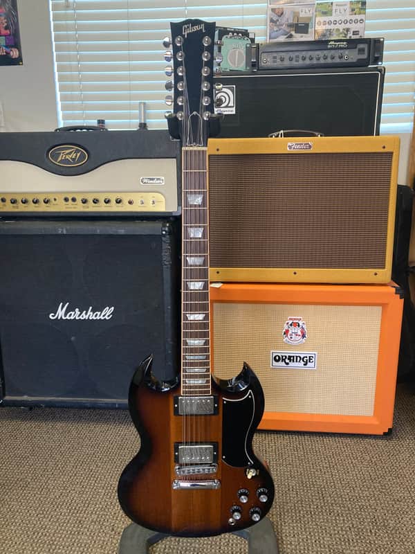 sg tobacco burst NGD With its gloss nitrocellulose finish and gold hardware Gibson SG Neck Through 12