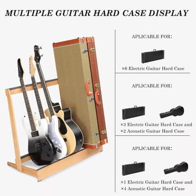 Hardwood Folding Guitar Case Stand | Multi-Guitar Rack for Acoustic, Electric, and Bass Hard Cases – Space-Saving for Home and Studio image 3