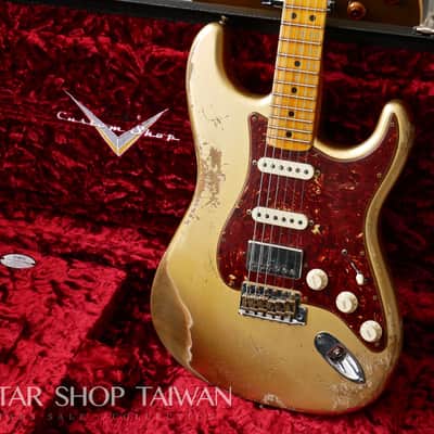2021 Fender Custom Shop 1969 Stratocaster Heavy Relic HSS-Aztec Gold. image 23