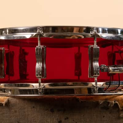 1970s Ludwig 5x14 Red Vistalite Snare Drum image 8