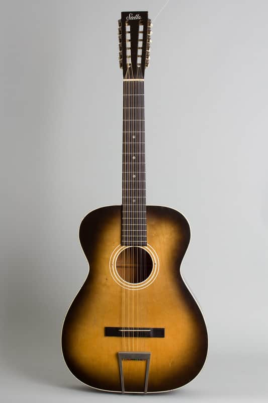 Stella H-922 12 String Flat Top Acoustic Guitar, made by Harmony (1961), ser. #2789H922, original brown chipboard case. image 1