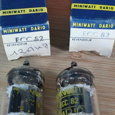 Rare NOS NIB early 70's PHILIPS AMPEREX 12AU7 ecc82  DIMPLED DISC GETTER  Heerlen perfect matched pair very strong, fully tested Superb sounding tubes ! image 7
