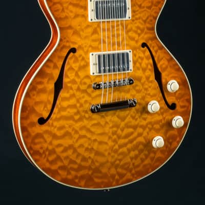 Collings SoCo Deluxe Carved Premium Quilted Maple and Mahogany Iced Tea Sunburst Semi-Hollow Custom NEW - Iced Tea Sunburst image 1