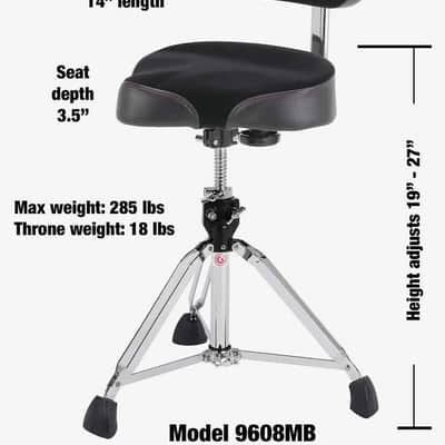 Gibraltar 9608MB 9600 Series Pro Moto Drum Throne with Back Rest - Black/Chrome image 5