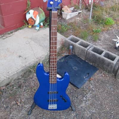 FENDER Squier Standard Jazz Electric Bass Guitar w/Blue matching h/s sold AS IS image 1