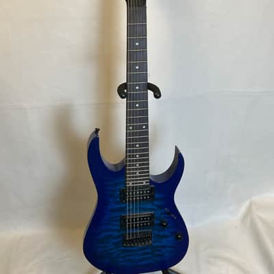 Ibanez GRG7221QA-TBB Gio with Purpleheart Fretboard 2020 - 2021 - Transparent Blue Burst image 3