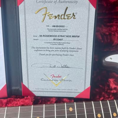 Fender Custom Shop Master Built 56 ROSEWOOD STRAT NOS MBPW 2022 - Solid Rosewood image 24