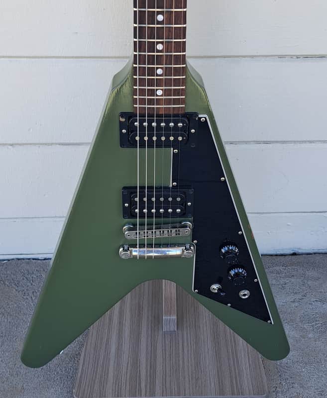 GIBSON 2021 FLYING V TRIBUTE ELECTRIC GUITAR - OLIVE DRAB FINISH W/CASE image 1