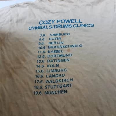 1982 COZY POWELL YAMAHA / PAISTE DRUM CLINIC T-SHIRT image 2