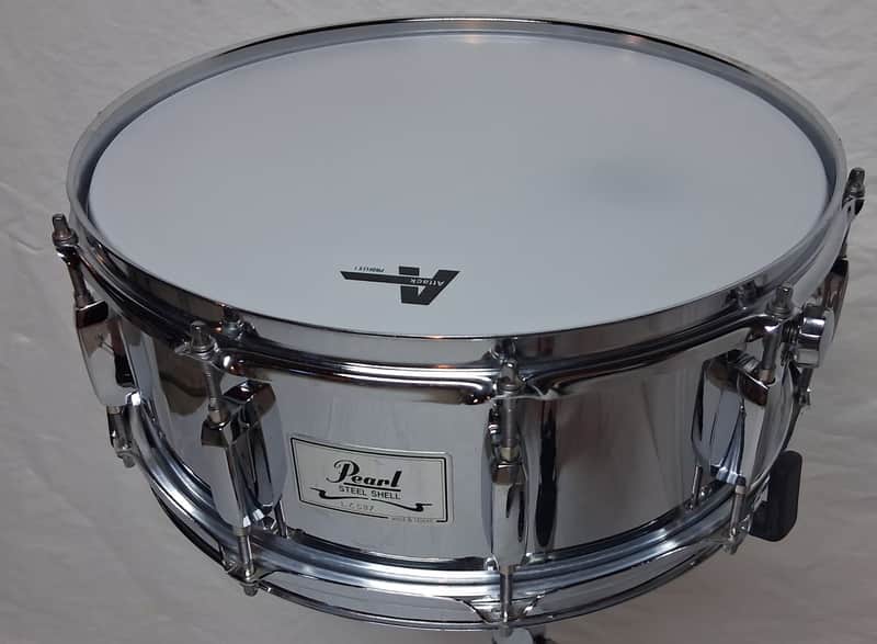 Pearl 5.5x14" Chrome Over Steel Snare Drum - 10 Lugs - New Heads image 1