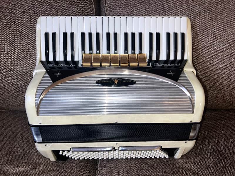 Settimio Soprani Contino Model 132 Piano Accordion 1955 - White Pearl image 1