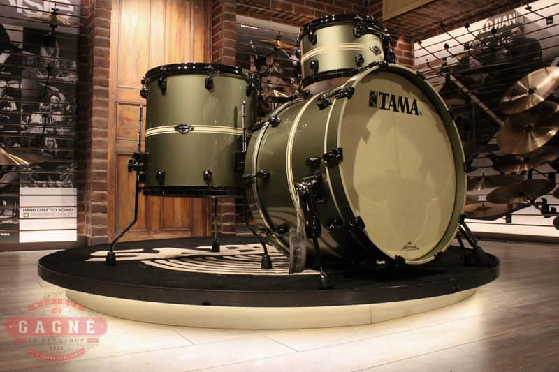 Tama Starclassic Performer 3-piece Tempest Green Stripe Limited Drum Set image 1