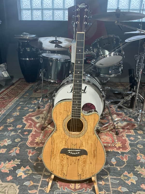 Oscar Schmidt 6 String Acoustic-Electric Guitar Right, Spalted Maple (OG10CESM) image 1
