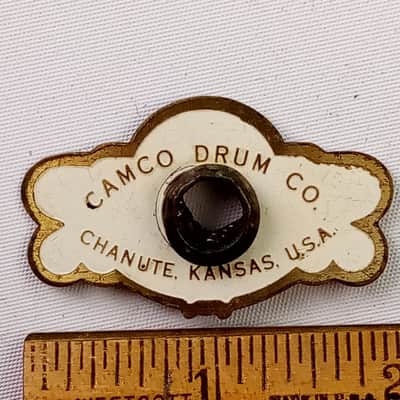 Camco Drum Co Chanute Kansas USA Drum Badge 1971-73 Snare/Tom/Bass Drum +Grommet image 1