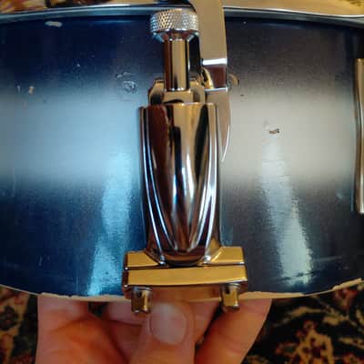 Vintage 1950s Ludwig No. 491 Pioneer 5x14" Snare Drum in Blue/Silver Duco Lacquer image 11