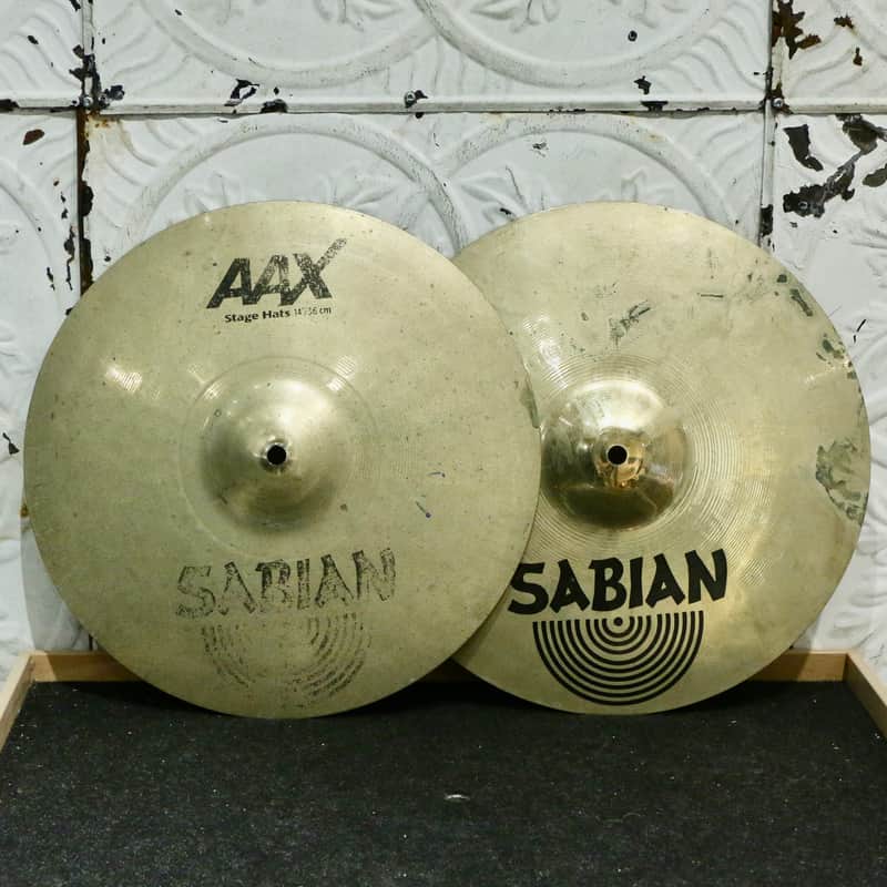 Used Sabian AAX Stage Hi-Hats Cymbals 14in (1134/1474g) image 1