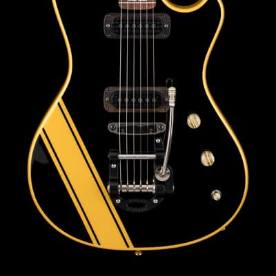 Powers Electric A-Type FF42 - Jet Black with Saffron Stripes #B513 image 1