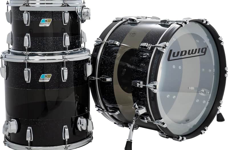Ludwig Vistalite Fab 3-piece Shell Pack - Black Sparkle/Smoke/Black Sparkle Acrylic Drum Set Shell Pack with 14" x 22" Bass Drum, 9" x 13" High Tom, and 16" x 16" Floor Tom limited edition image 1