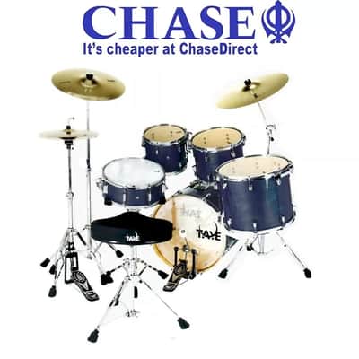 Drum Kit 5 Piece TAYE Pro X Blue Satin - 22" Bass Drums With Hardware Set - D4 _ image 4