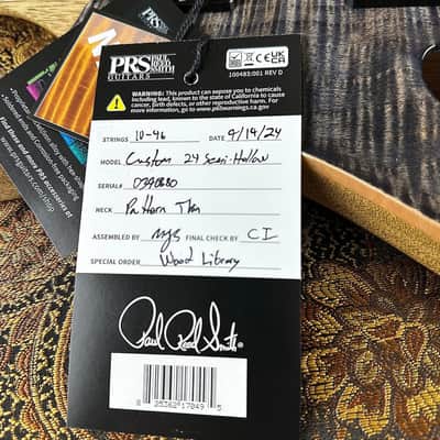 PRS Custom 24 Semi-Hollow Wood Library Flame Maple 10 Top Korina Body/Neck Ebony Fretboard- Charcoal Finish image 14