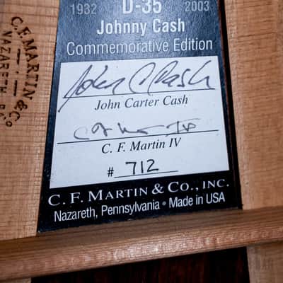 2010 Martin Johnny Cash Commemorative Edition D-35 Black, Near-Mint w/ Case & Hangtags image 7
