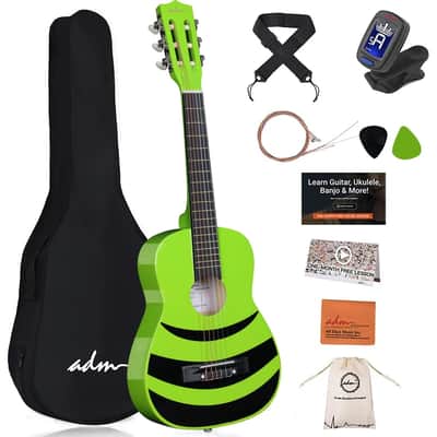 ADM Beginner Acoustic Classical Guitar Nylon Strings Wooden Guitar Bundle Kit for Kid Boy Girl Student Youth Guitarra Online Lessons with Gig Bag, Strap, Tuner, Picks (30 Inch, Geen) image 1