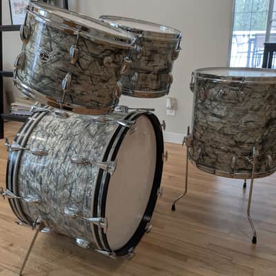 Slingerland "New Rock" Outfit Drum Set 1970s - Light Blue Pearl image 4