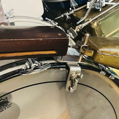 Vintage WFL (Ludwig) Chicago Cowbell & Wood Block With Stamped Nickel Holder (Shiny & Clean) 40’s - 50’s image 4
