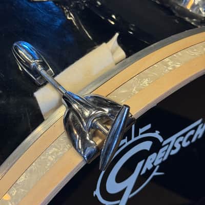 VINTAGE 1960's Gretsch Round Badge Rewrap in Black Nitron - 14x22, 9x13, 16x16 image 4